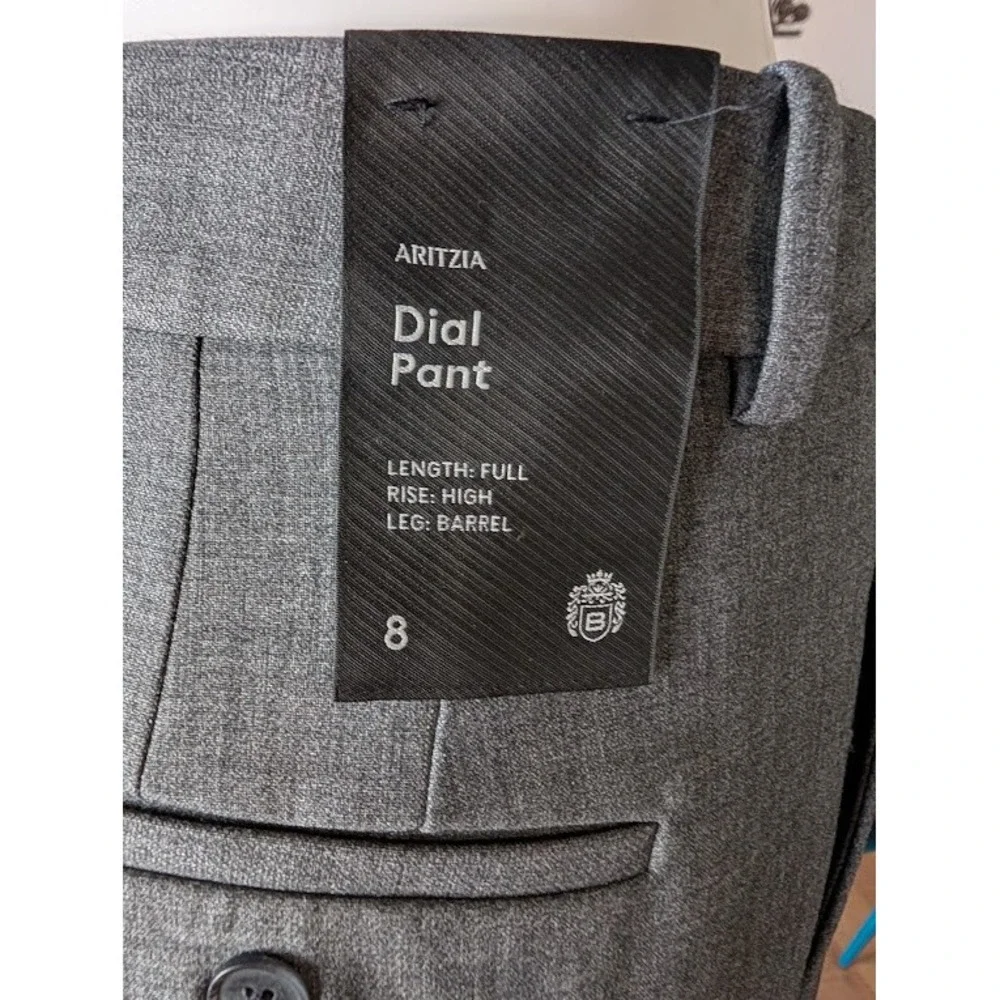 Aritzia Babaton Dial Pant‎ Heather Charcoal High Rise Barrel Leg Trousers Size 8
